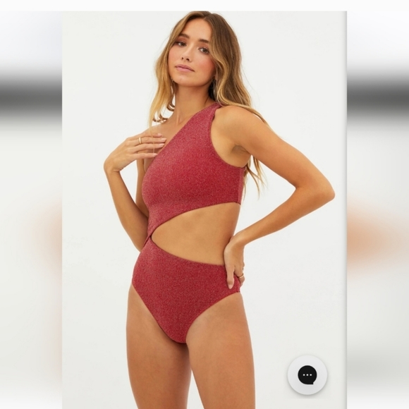 Beach Riot Red One-Shoulder One Piece - Picture 3 of 5